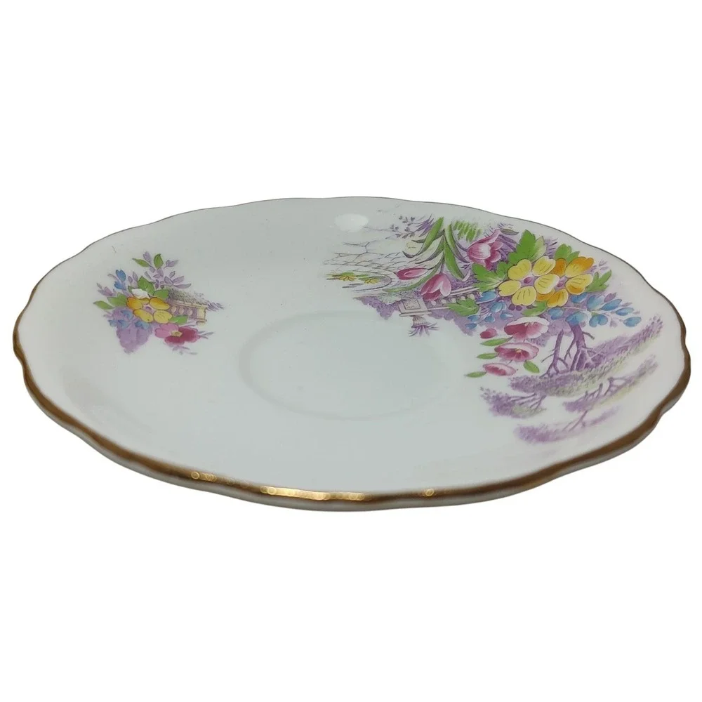 Vintage Colclough China Saucer Spring Garden Scene Bone China‎ Longton England